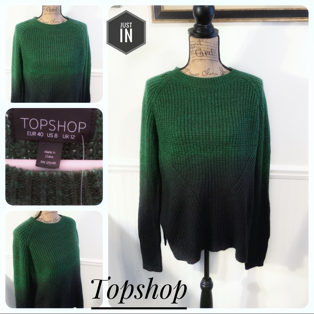 🆕Topshop Ombré Green Sweater Size 8
